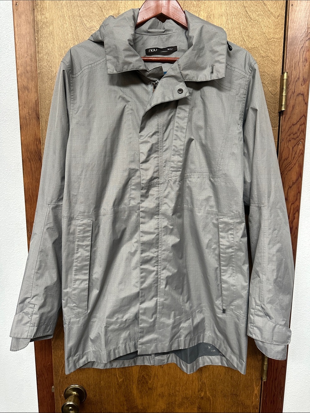 Nau Men's Light Gray Hooded Raincoat